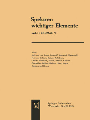 cover image of Spektren wichtiger Element